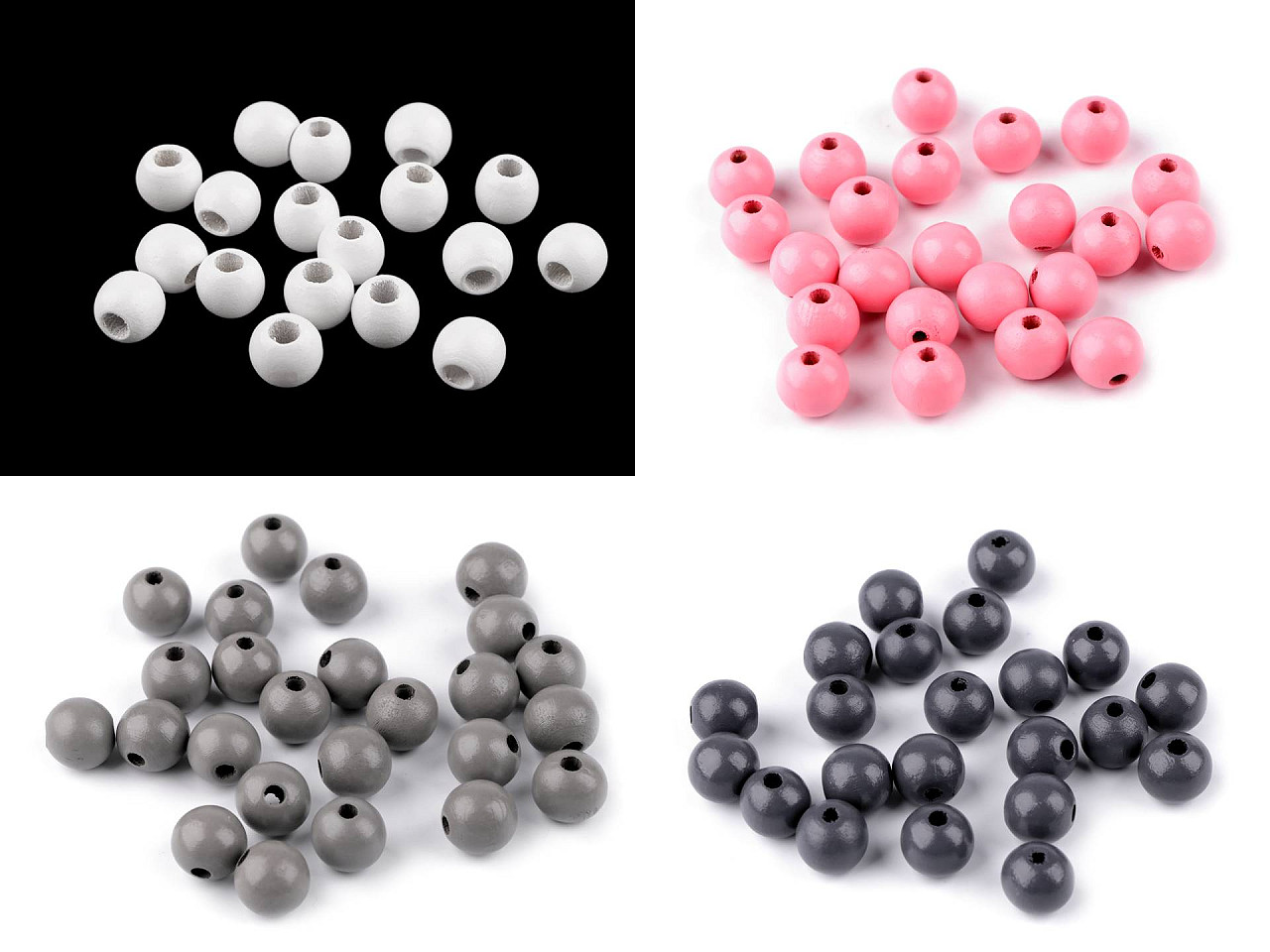 Margele de lemn ø13 a 14 mm - Alb (20 Grame)