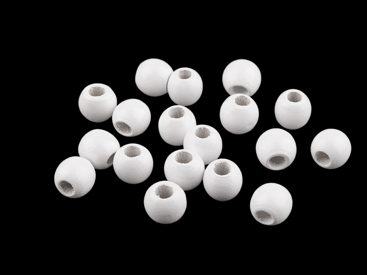 Margele de lemn ø13 a 14 mm - Alb (20 Grame)