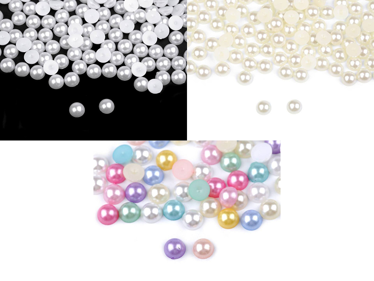 Jumătăţi de perle (de lipit), ø9 mm - Mix pastelat (10 Grame)