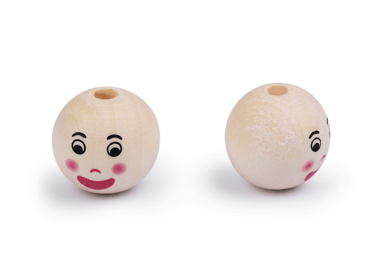 Margele din lemn cu figurine ø22 mm - Natural deschis (5 Bucăți)