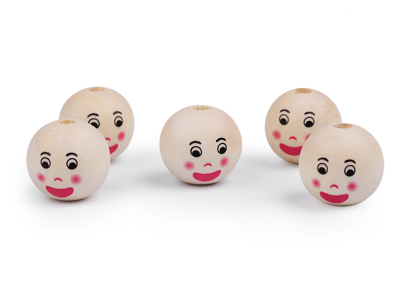 Margele din lemn cu figurine ø22 mm - Natural deschis (5 Bucăți)