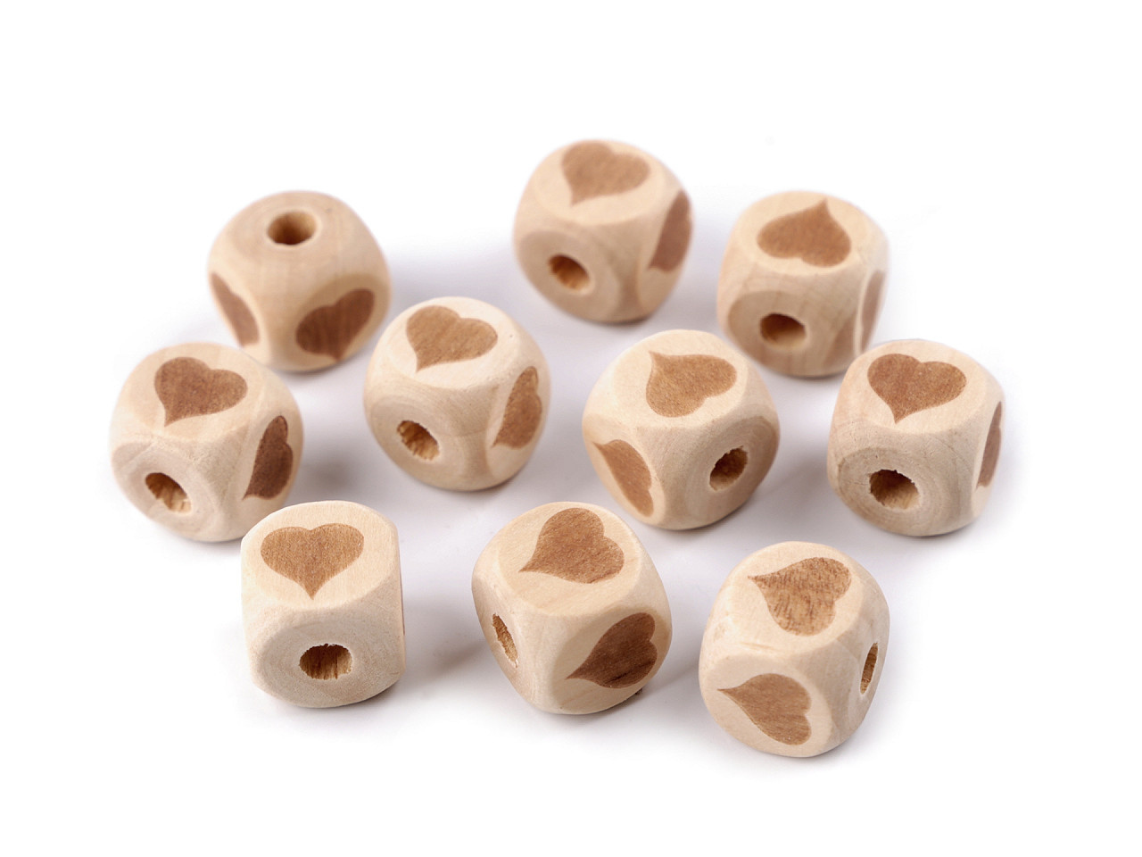 Mărgele din lemn cubice elefant, inimă, stea 14x14 mm - Natur (10 Bucăți)