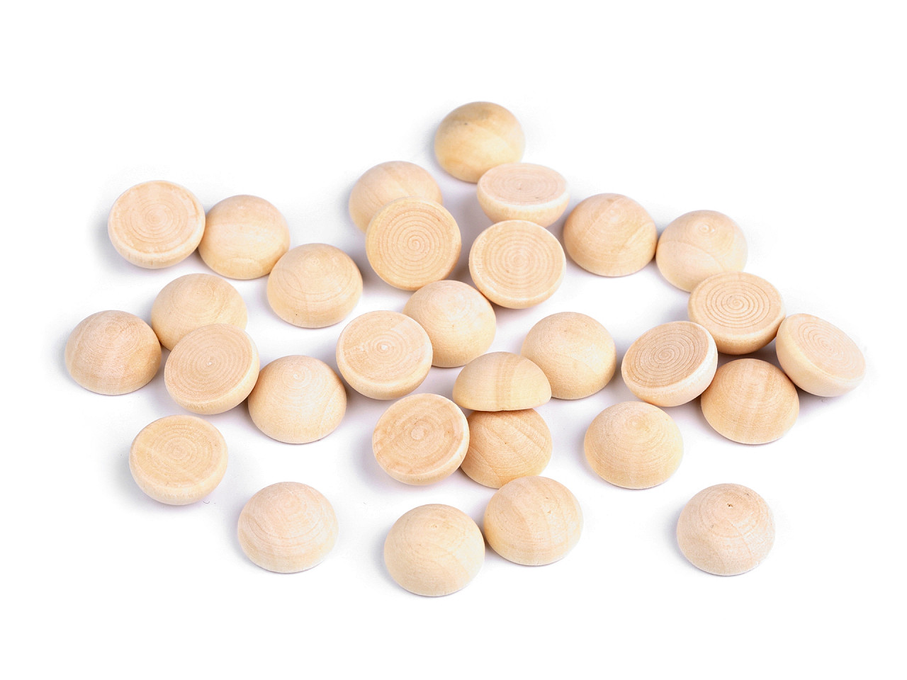 Jumătăți de mărgele din lemn ø15 mm - Natural deschis (30 Bucăți)