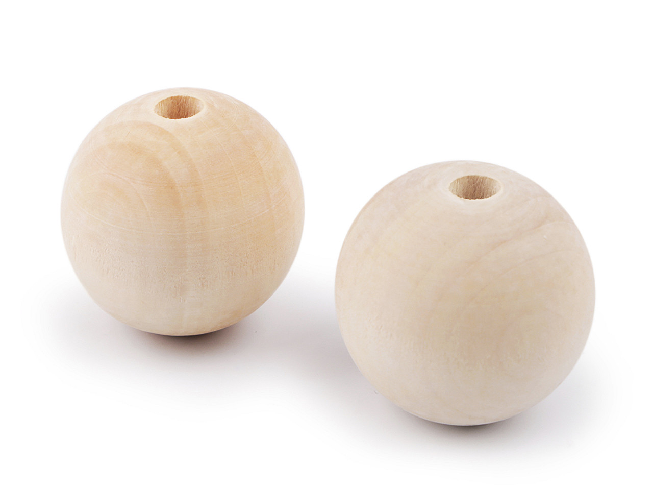 Mărgele mari din lemn nelacuit ø40 mm - Natural deschis (4 Bucăți)
