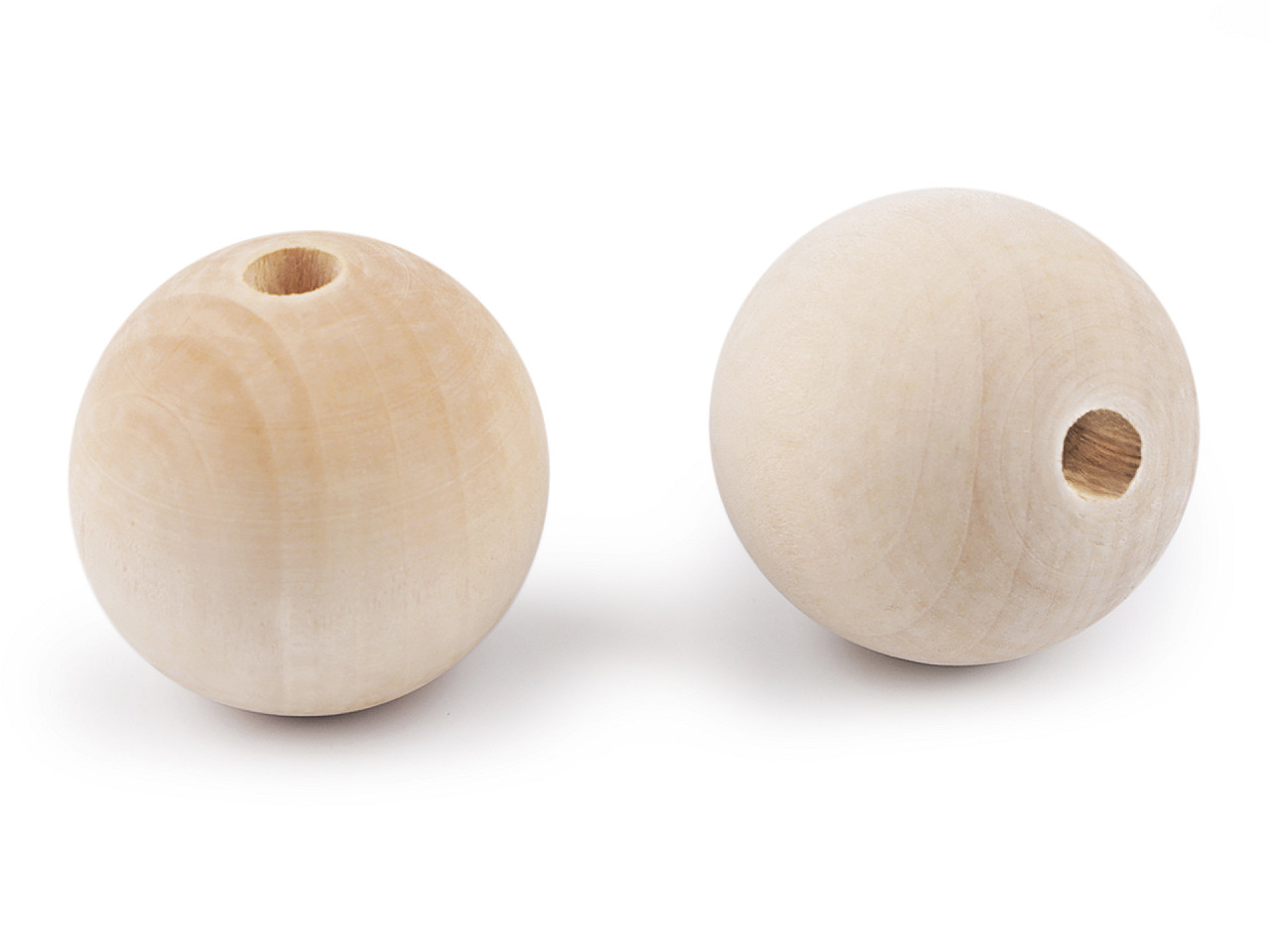 Mărgele mari din lemn nelacuit ø40 mm - Natural deschis (4 Bucăți)
