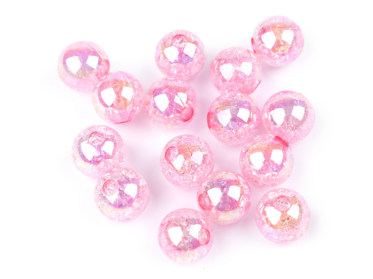 Mărgele din plastic cu efect ab ø13 mm - Roz (15 Bucăți)