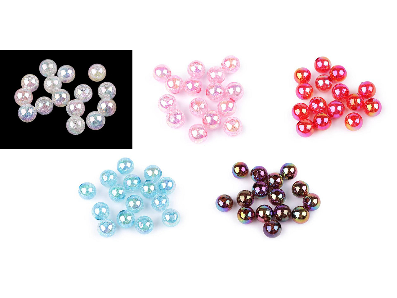 Mărgele din plastic cu efect ab ø13 mm - Roz (15 Bucăți)