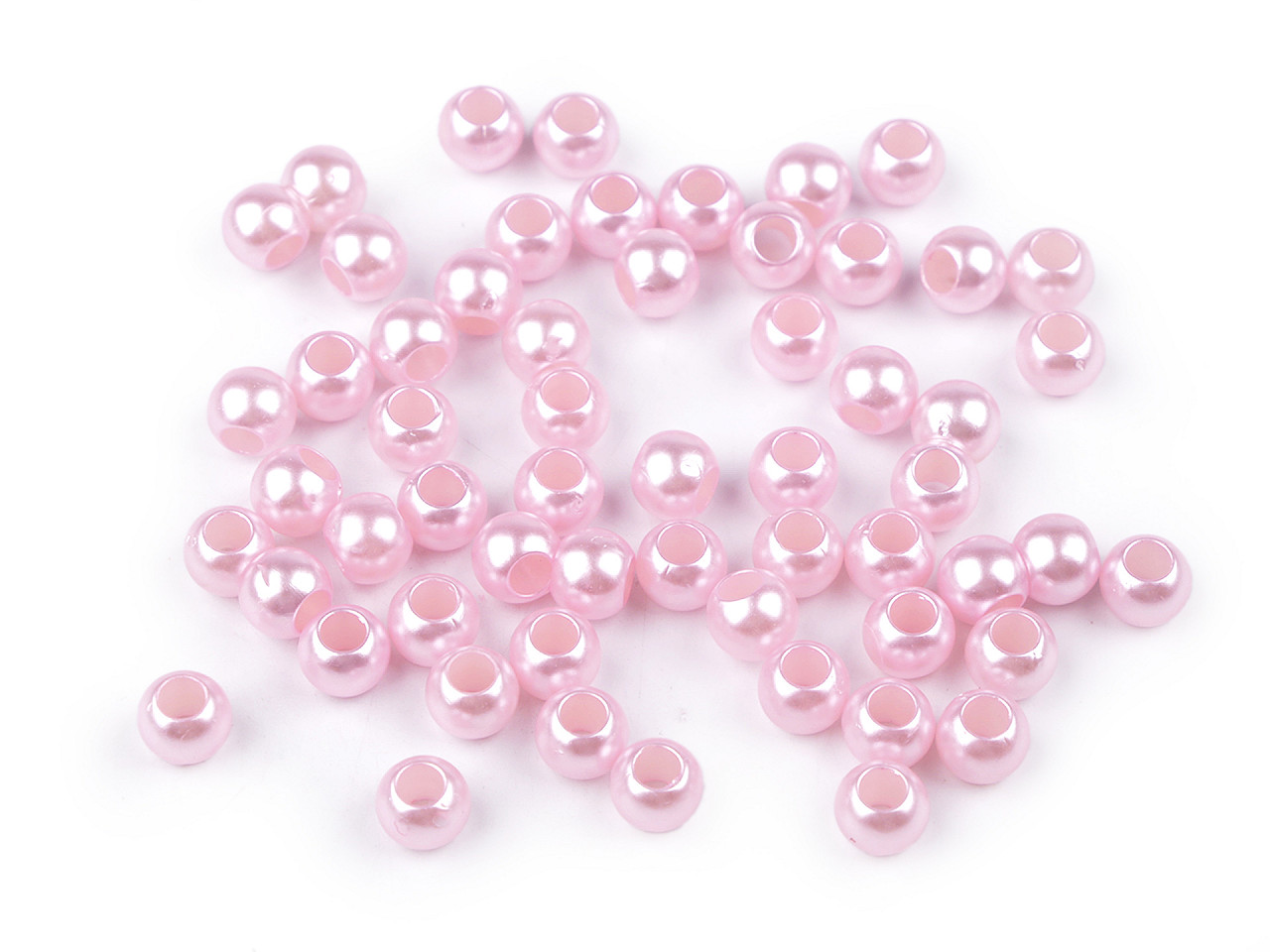 Perle din plastic cu orificiu mare  ø8 mm - Roz deschis (20 Grame)