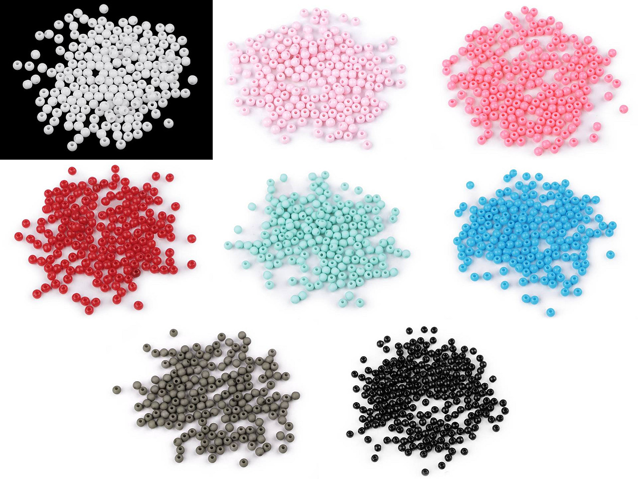 Mărgele din plastic color ø4 mm - Roz (20 Grame)