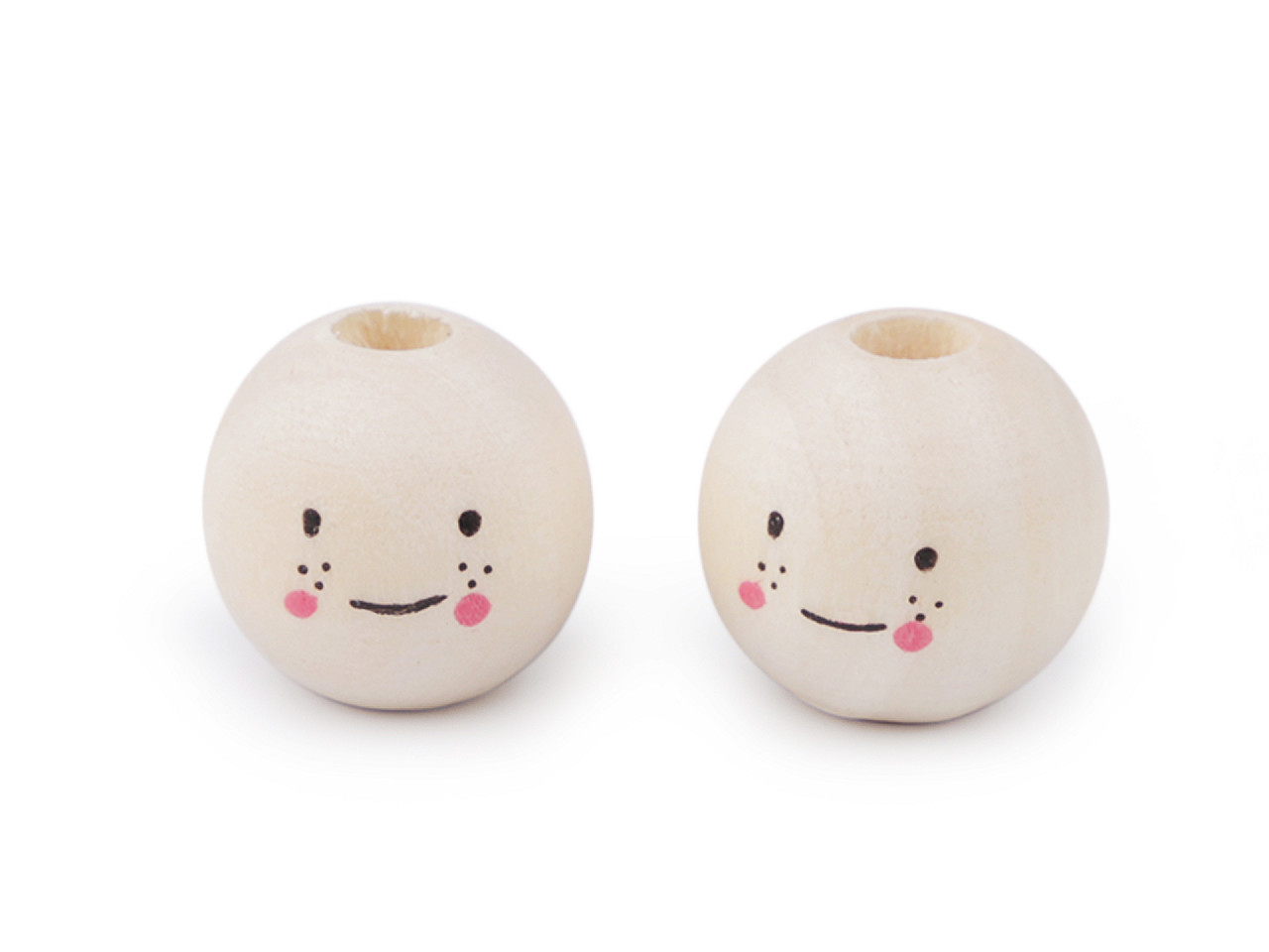 Mărgele din lemn cu figură ø16 mm - Natural deschis (10 Bucăți)