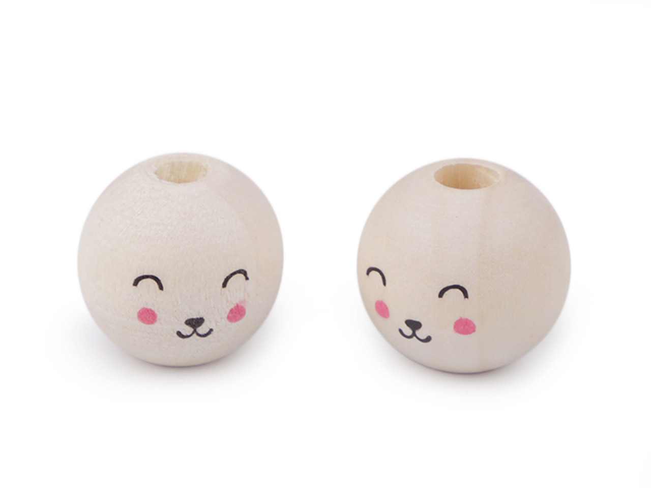 Mărgele din lemn cu figură ø16 mm - Natural deschis (10 Bucăți)