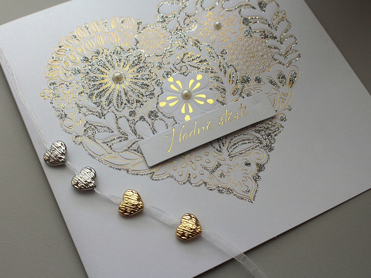 Mărgele metalice inimă 10x12 mm - Auriu deschis (5 Bucăți)