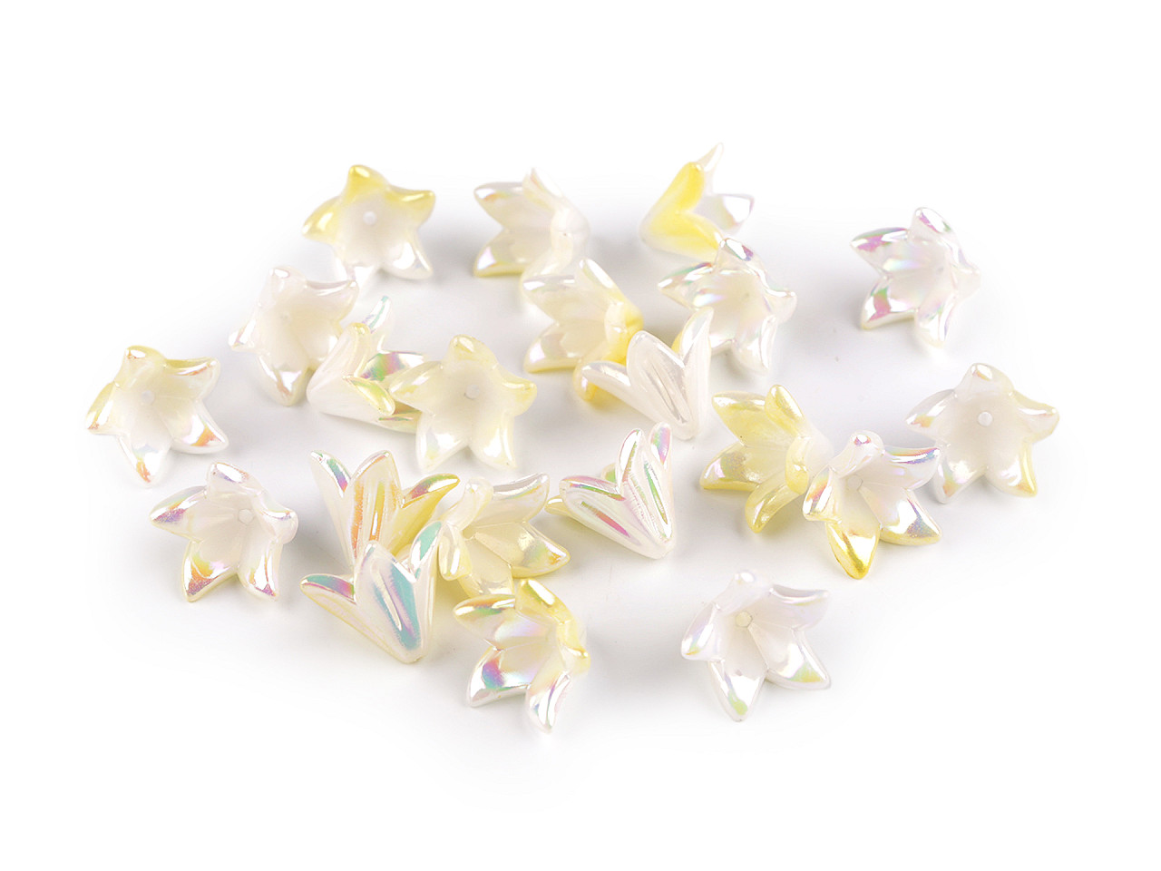 Mărgele din plastic cu efect ab floare / clopoțel / fustă 12x16 mm - Galben deschis (20 Bucăți)