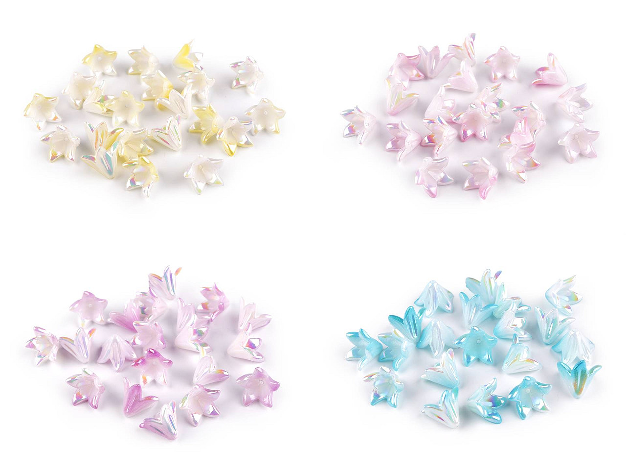 Mărgele din plastic cu efect ab floare / clopoțel / fustă 12x16 mm - Galben deschis (20 Bucăți)