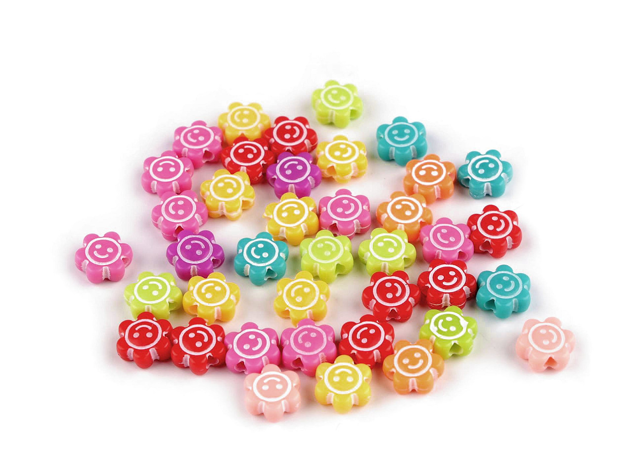 Mărgele flori din plastic ø11 mm - Mix (500 Grame)