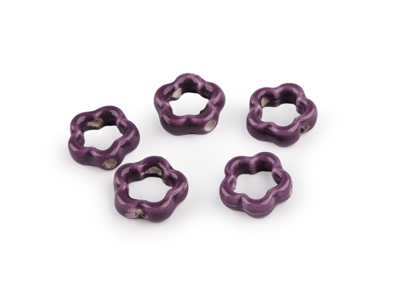 Mărgele/componente din porțelan pentru realizarea ornamentelor și pandantivelor - Alb-negru (5 Bucăți)