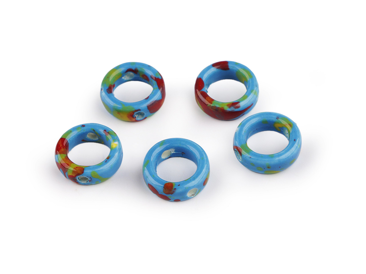 Mărgele/componente din porțelan pentru realizarea ornamentelor și pandantivelor - Alb-negru (5 Bucăți)