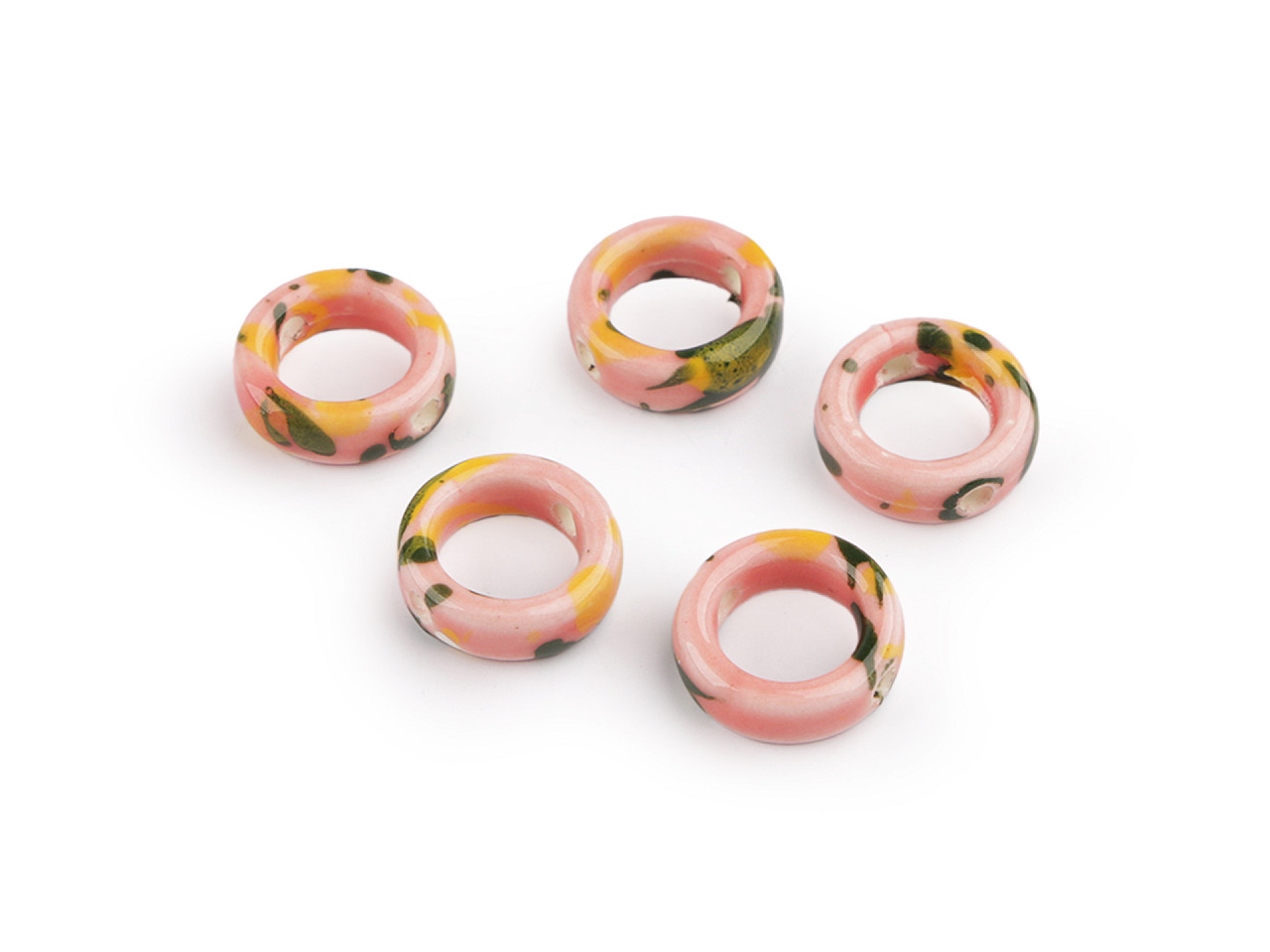 Mărgele/componente din porțelan pentru realizarea ornamentelor și pandantivelor - Alb-negru (5 Bucăți)