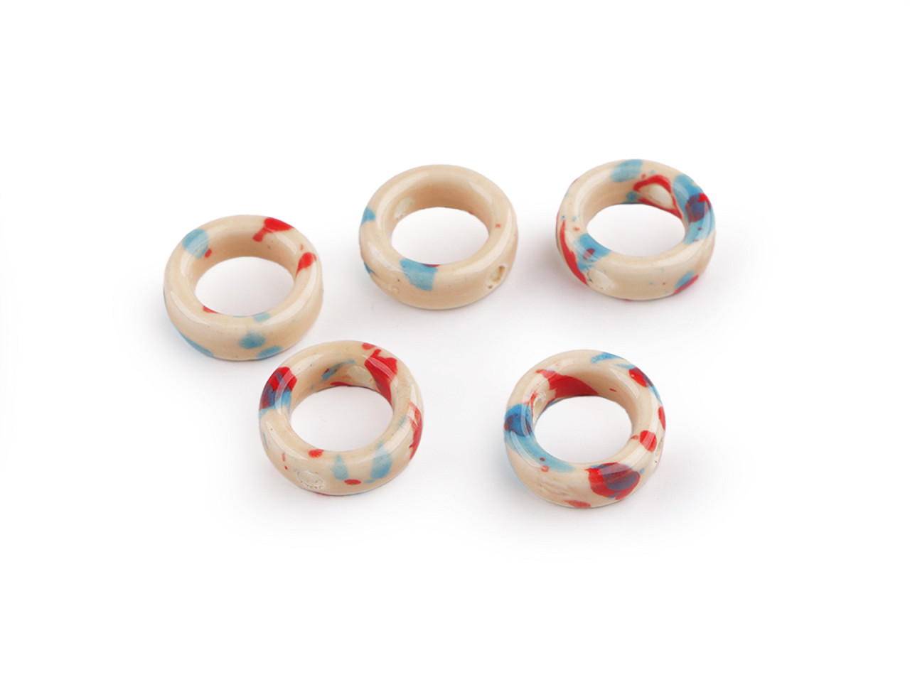 Mărgele/componente din porțelan pentru realizarea ornamentelor și pandantivelor - Alb-negru (5 Bucăți)