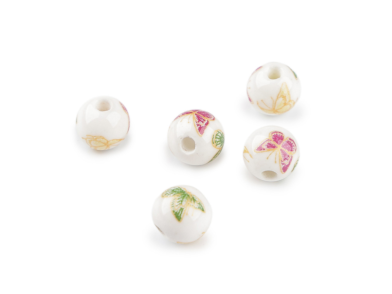 Mărgele de porțelan cu flori ø10 mm - Violet (30 Bucăți) Mărgele de porțelan cu flori ø10 mm - Violet (30 Bucăți)
