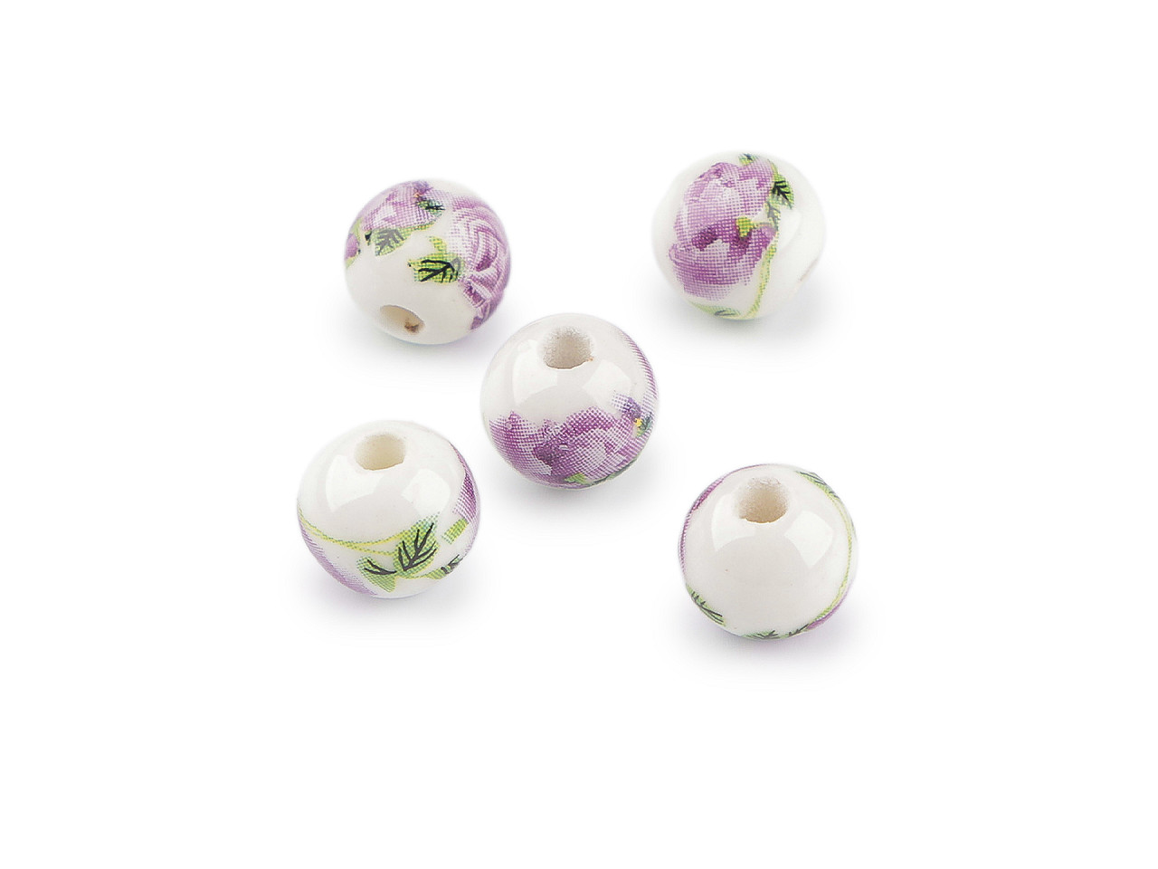 Mărgele de porțelan cu flori ø10 mm - Violet (30 Bucăți) Mărgele de porțelan cu flori ø10 mm - Violet (30 Bucăți)