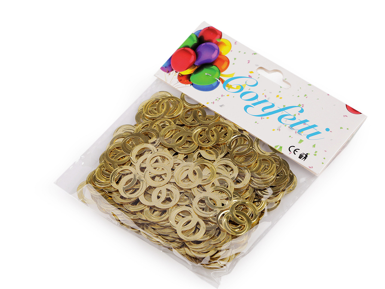 Confetti inele - pentru petreceri, nunti, sarbatori - Auriu deschis (1 Sac)