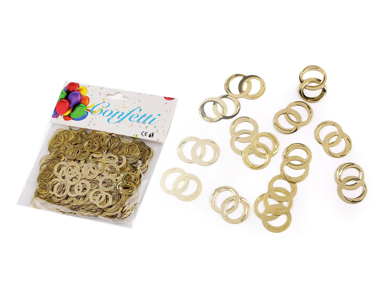 Confetti inele - pentru petreceri, nunti, sarbatori - Auriu deschis (1 Sac)