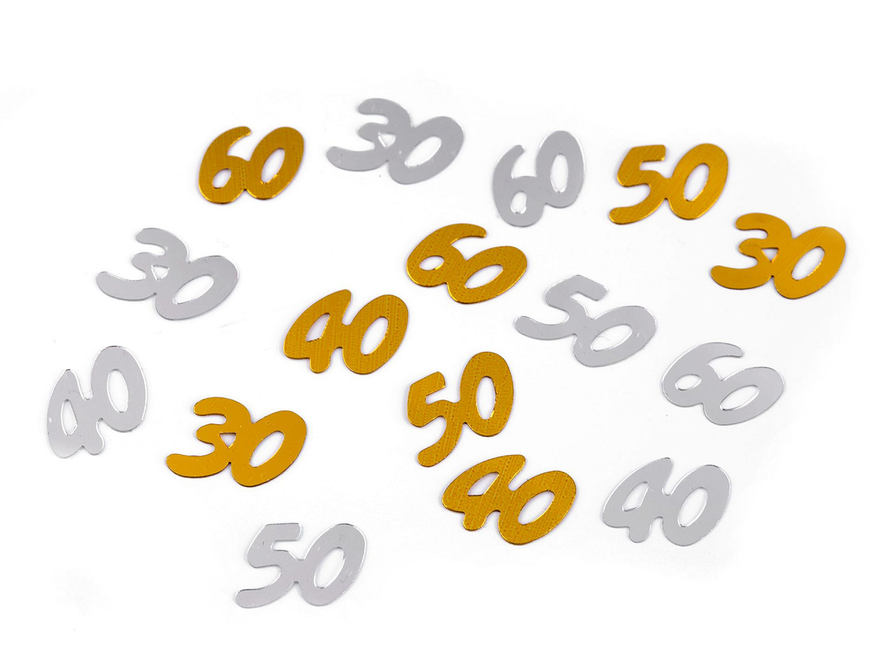 Confetti numere 30; 40; 50; 60 - pentru petreceri, sărbători de zile de naștere - Argintiu (1 Sac)