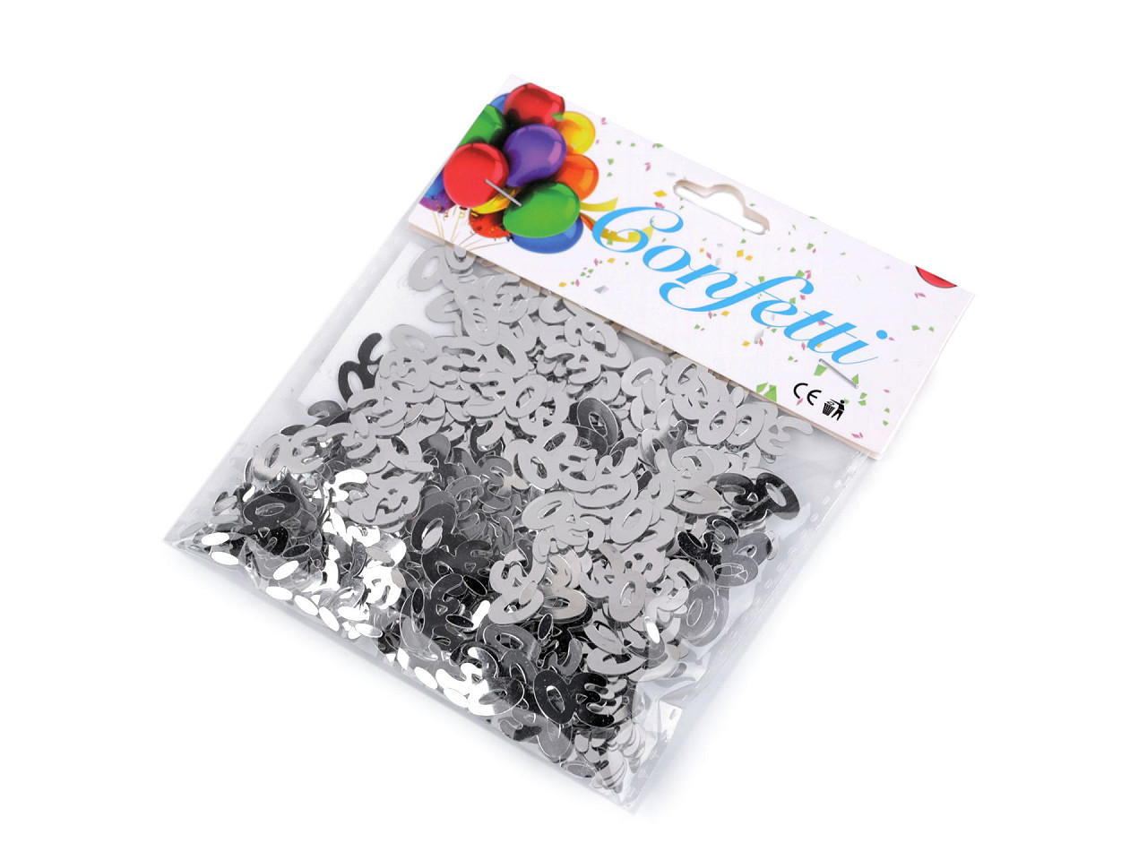 Confetti numere 30; 40; 50; 60 - pentru petreceri, sărbători de zile de naștere - Argintiu (1 Sac)