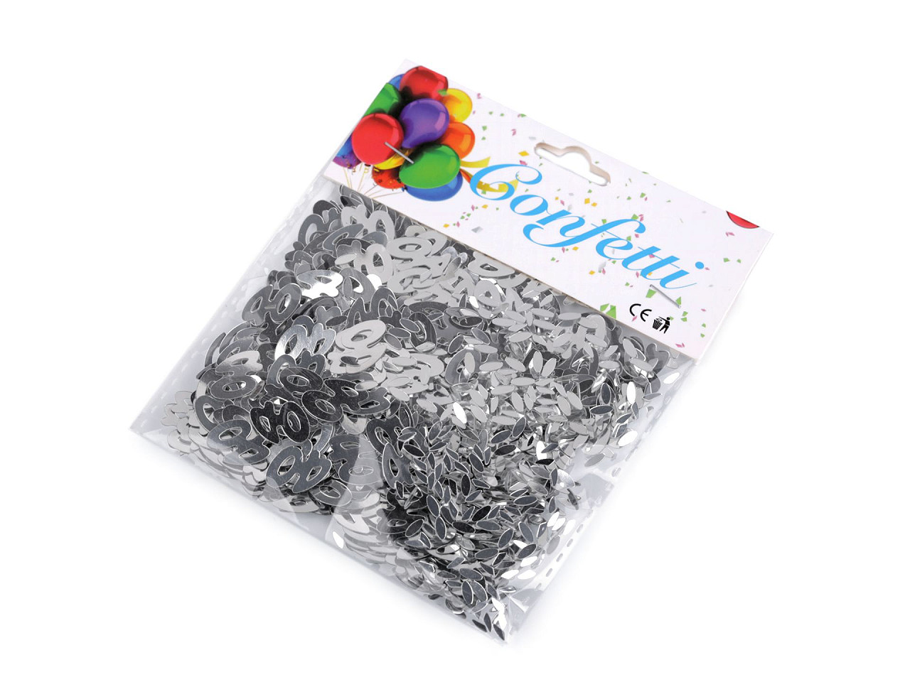 Confetti numere 30; 40; 50; 60 - pentru petreceri, sărbători de zile de naștere - Argintiu (1 Sac)