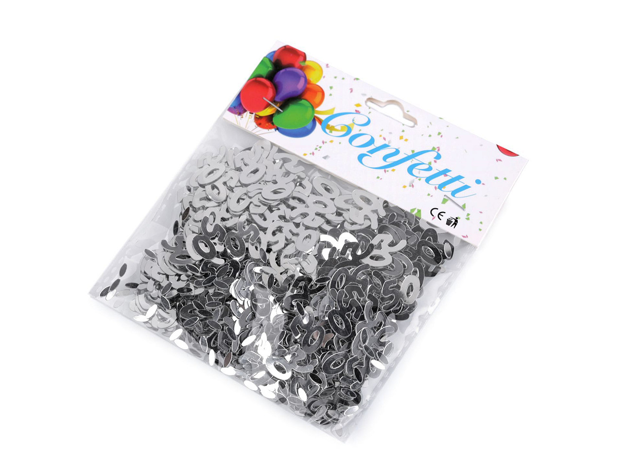 Confetti numere 30; 40; 50; 60 - pentru petreceri, sărbători de zile de naștere - Argintiu (1 Sac)