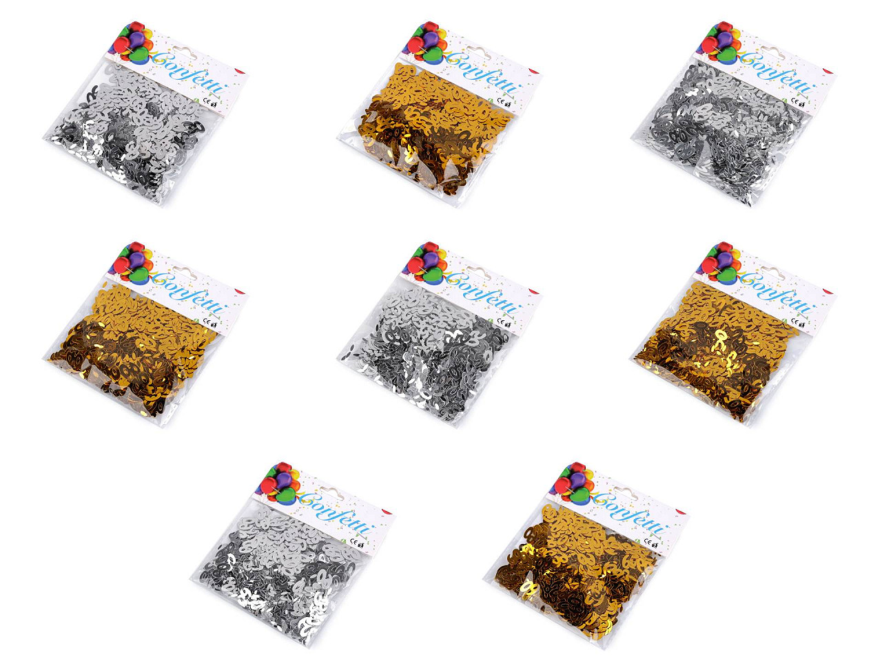 Confetti numere 30; 40; 50; 60 - pentru petreceri, sărbători de zile de naștere - Argintiu (1 Sac)