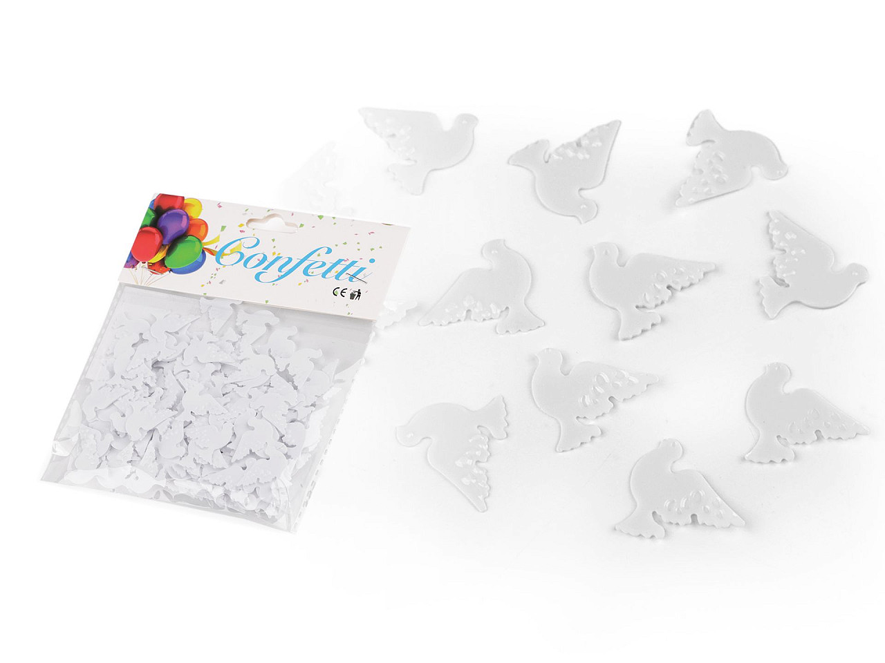 Confetti porumbiță - pentru petrecere, nuntă, sărbătoare - Alb (1 Sac)