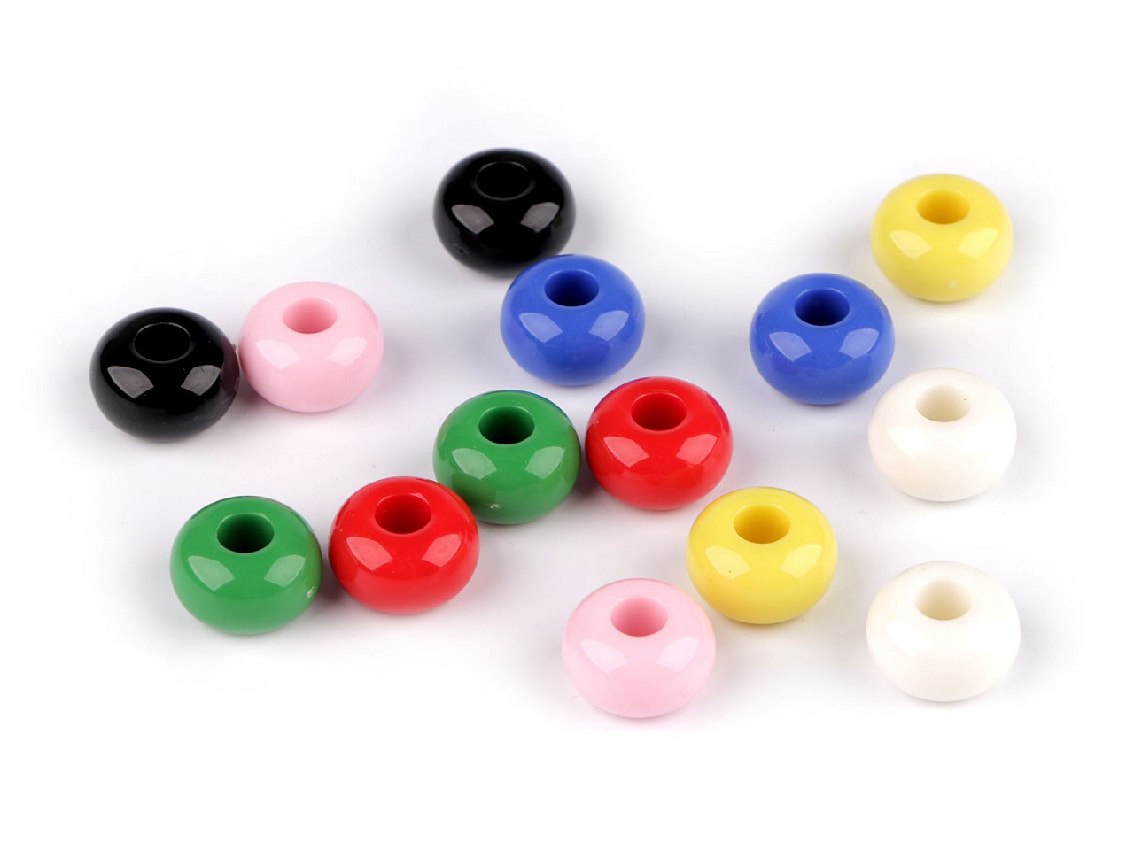 Mărgele decorative din plastic cu gaură mare ø15 mm - Verde (10 Bucăți)