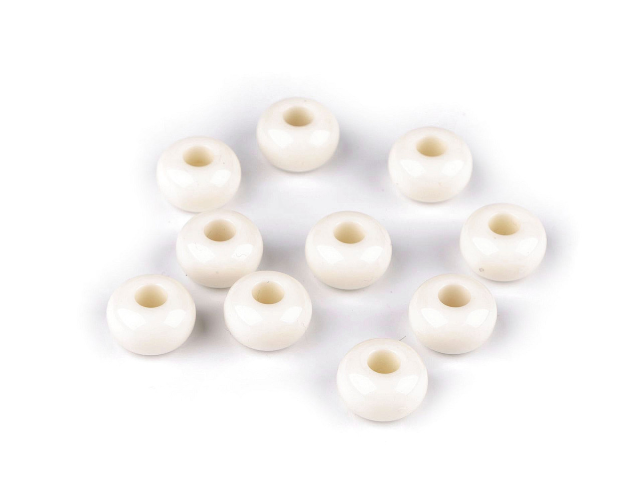 Mărgele decorative din plastic cu gaură mare ø15 mm - Verde (10 Bucăți)