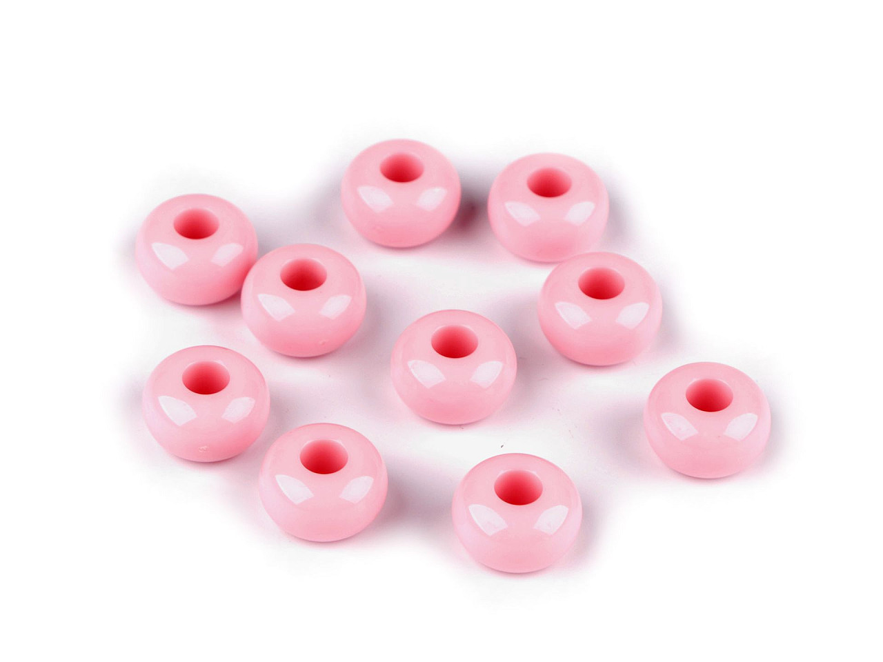 Mărgele decorative din plastic cu gaură mare ø15 mm - Verde (10 Bucăți)