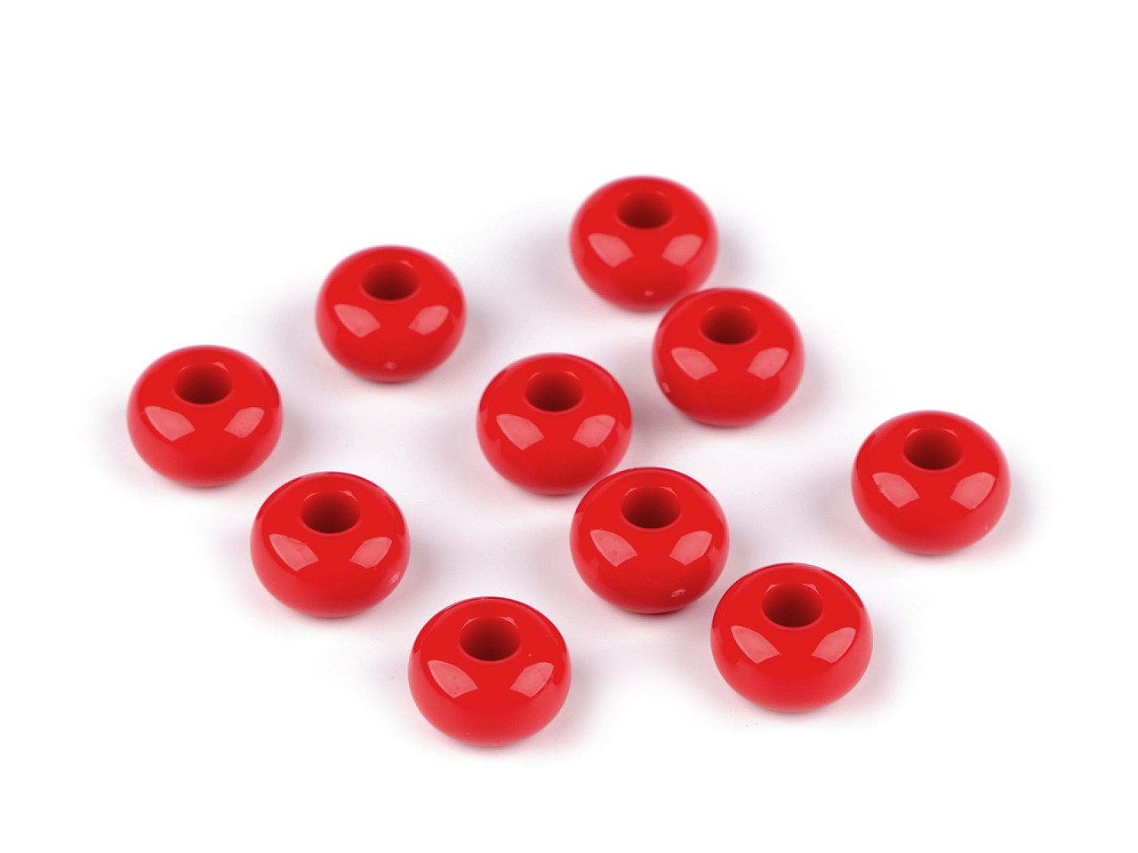 Mărgele decorative din plastic cu gaură mare ø15 mm - Verde (10 Bucăți)