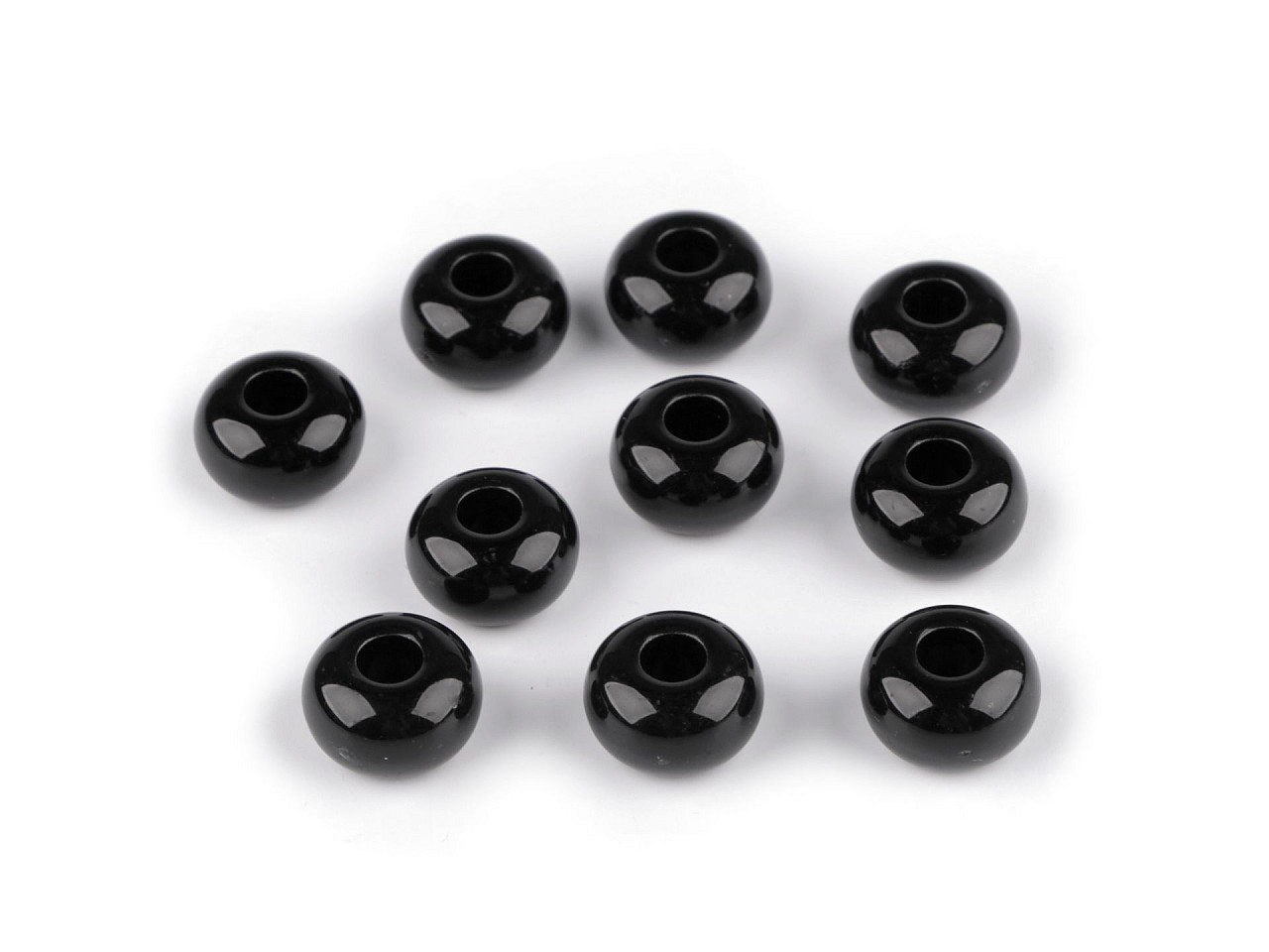 Mărgele decorative din plastic cu gaură mare ø15 mm - Verde (10 Bucăți)