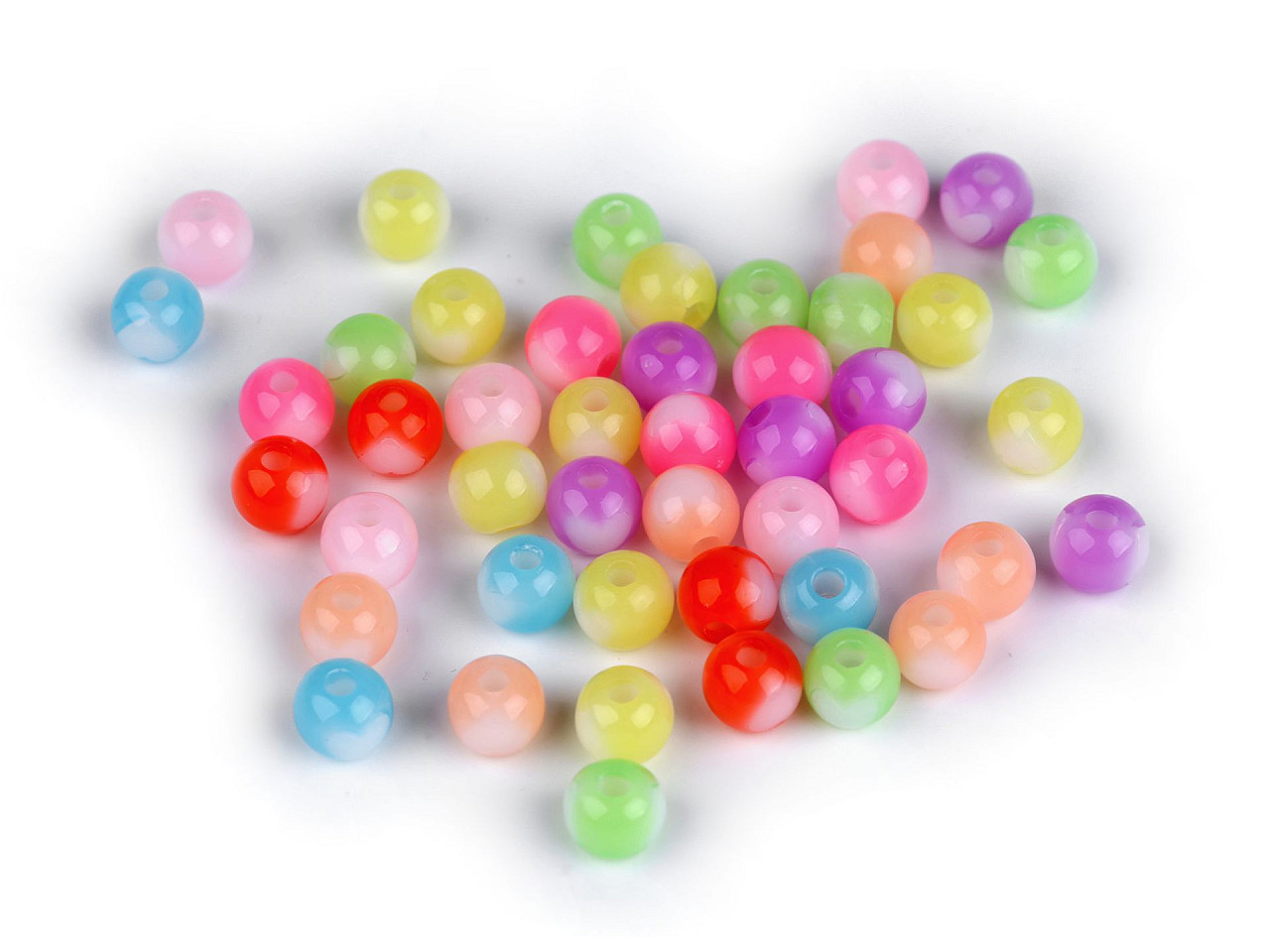 Mărgele de plastic ø8 mm cu inimă - Mix (10 Grame)