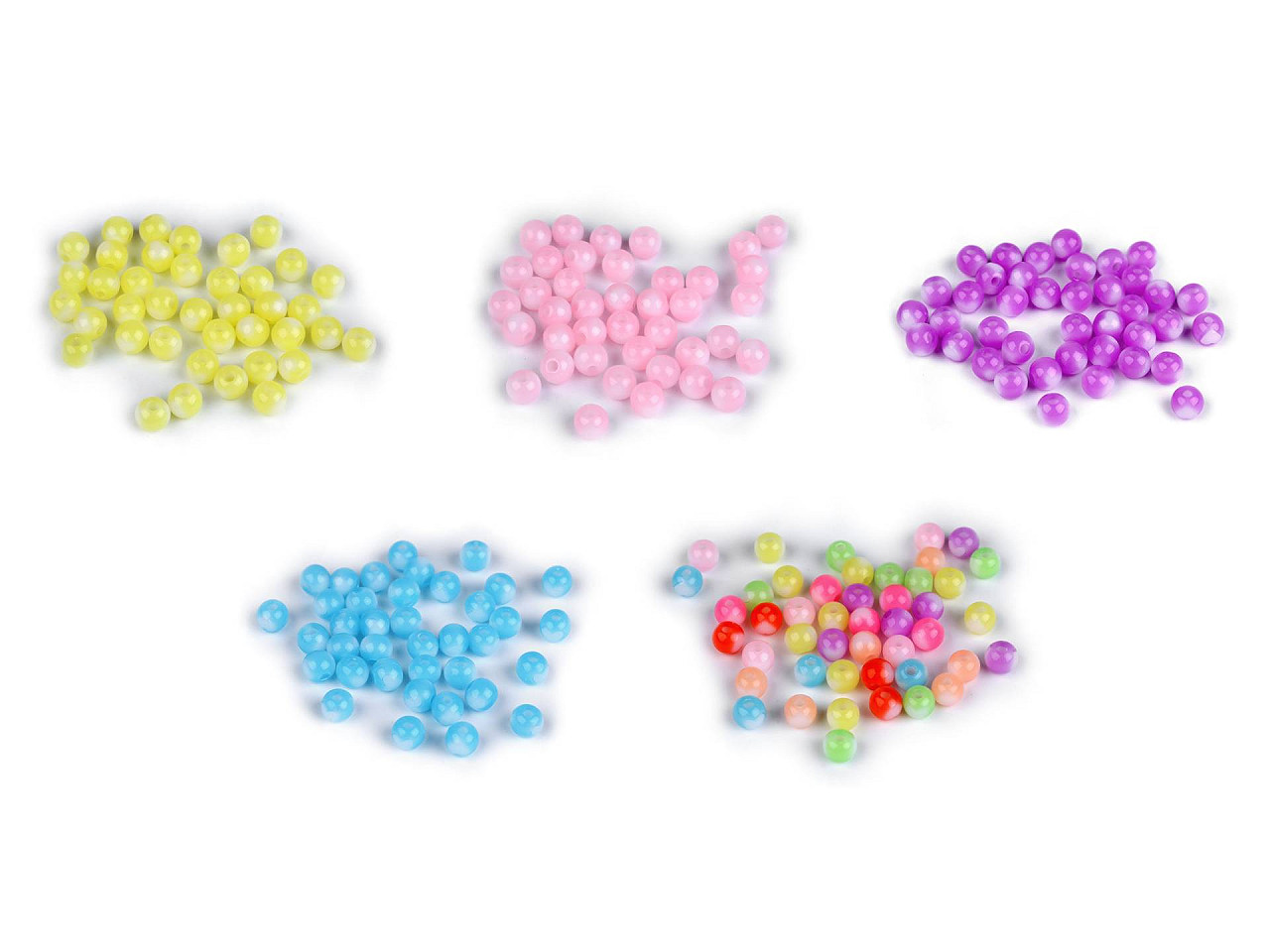 Mărgele de plastic ø8 mm cu inimă - Mix (10 Grame)