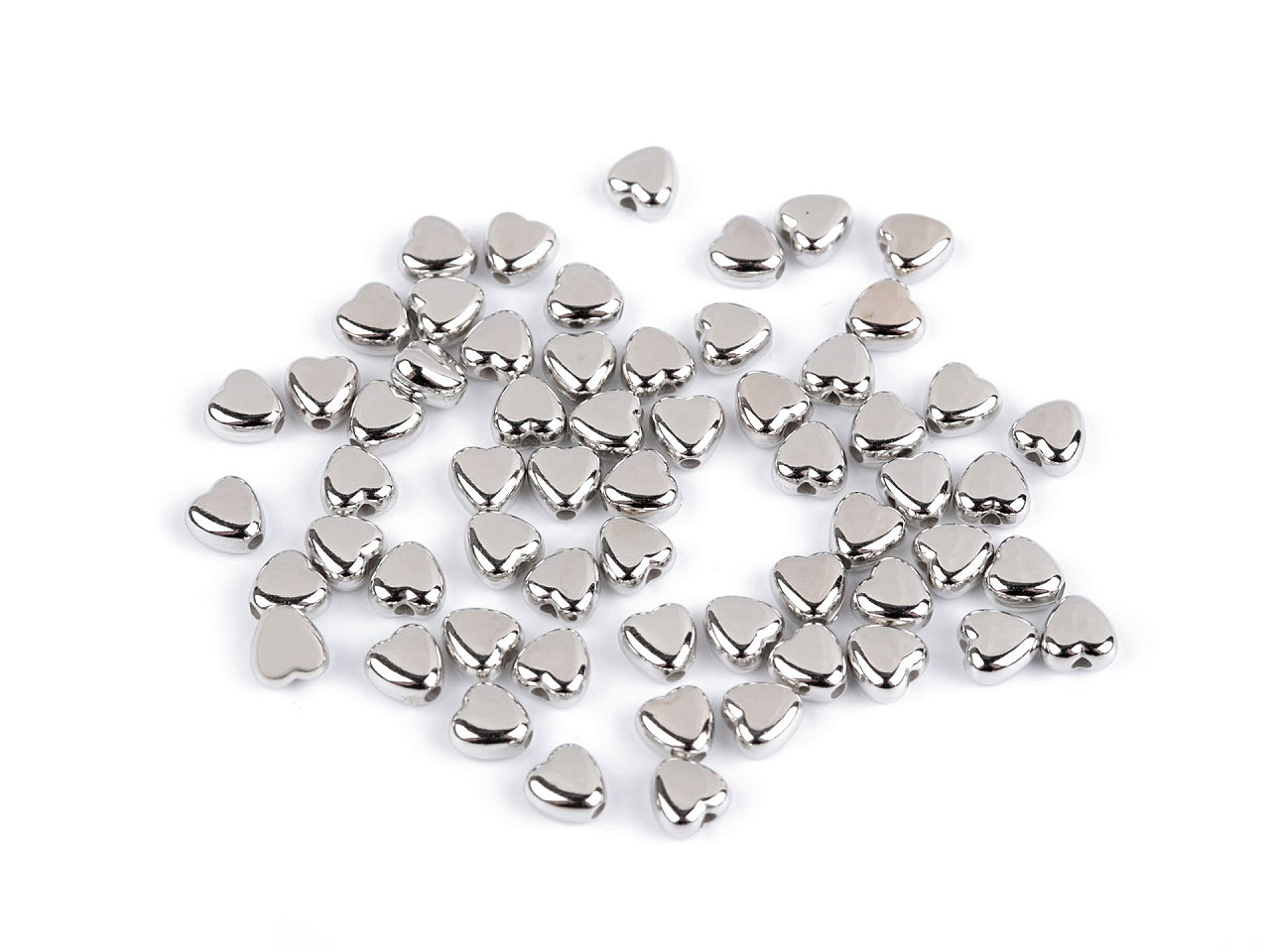 Mărgele de plastic mini steluțe, inimioare, cuburi metalice - Argintiu (10 Grame)