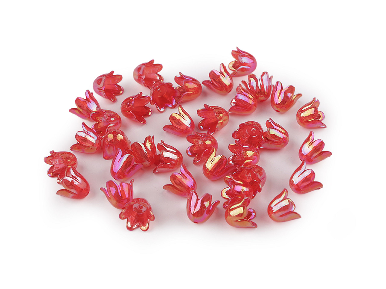 Mărgele clopoțel/fustă din plastic cu efect ab 9x11 mm - Roșu (500 Grame)