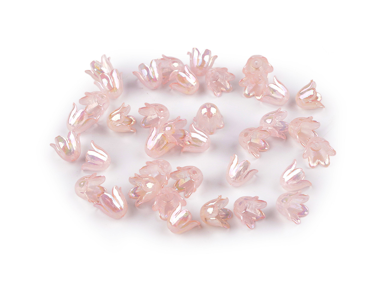 Mărgele clopoțel/fustă din plastic cu efect ab 9x11 mm - Roșu (500 Grame)