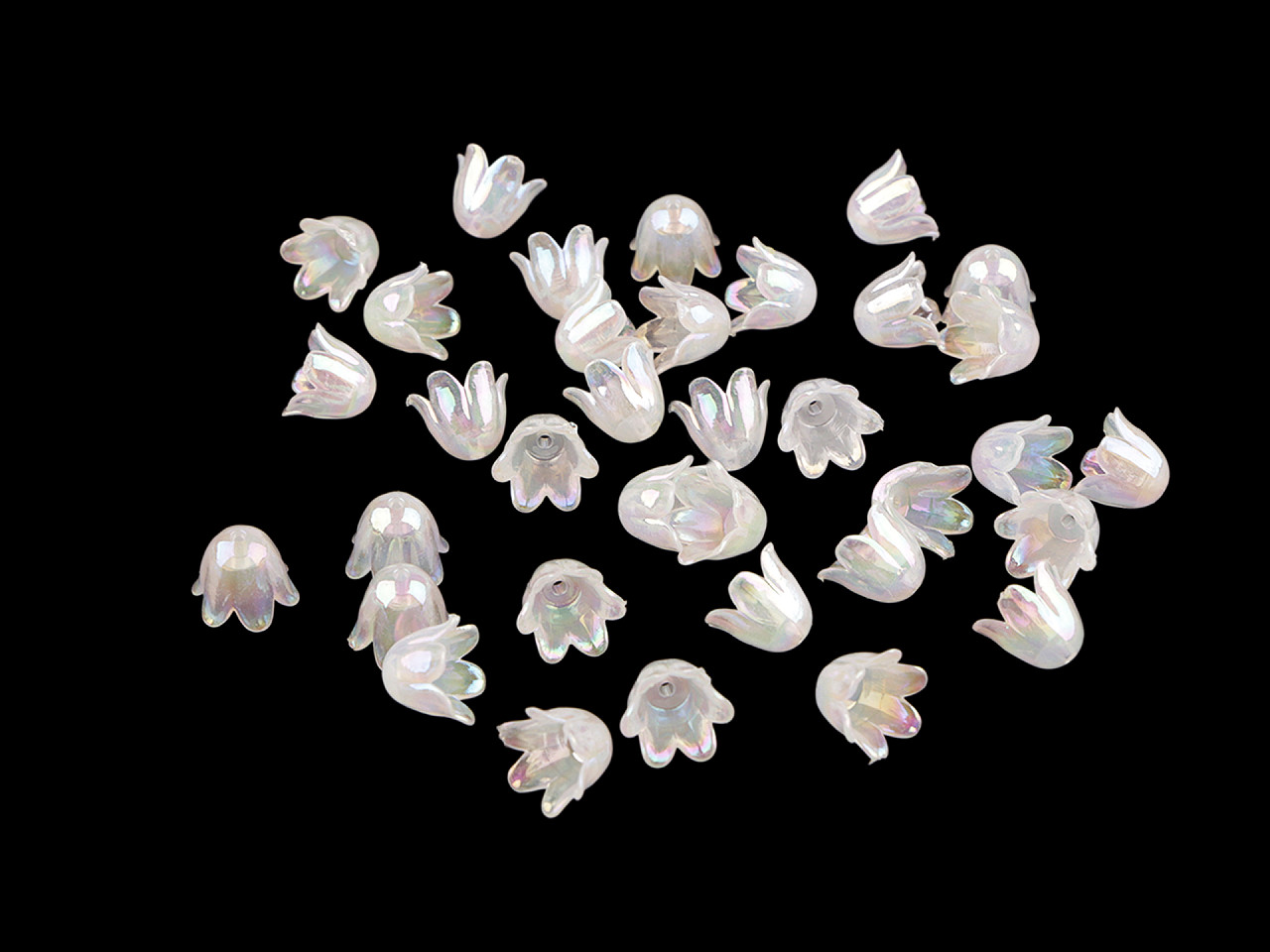 Mărgele clopoțel/fustă din plastic cu efect ab 9x11 mm - Roșu (500 Grame)