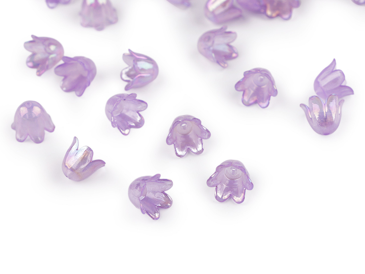 Mărgele clopoțel/fustă din plastic cu efect ab 9x11 mm - Roșu (500 Grame)