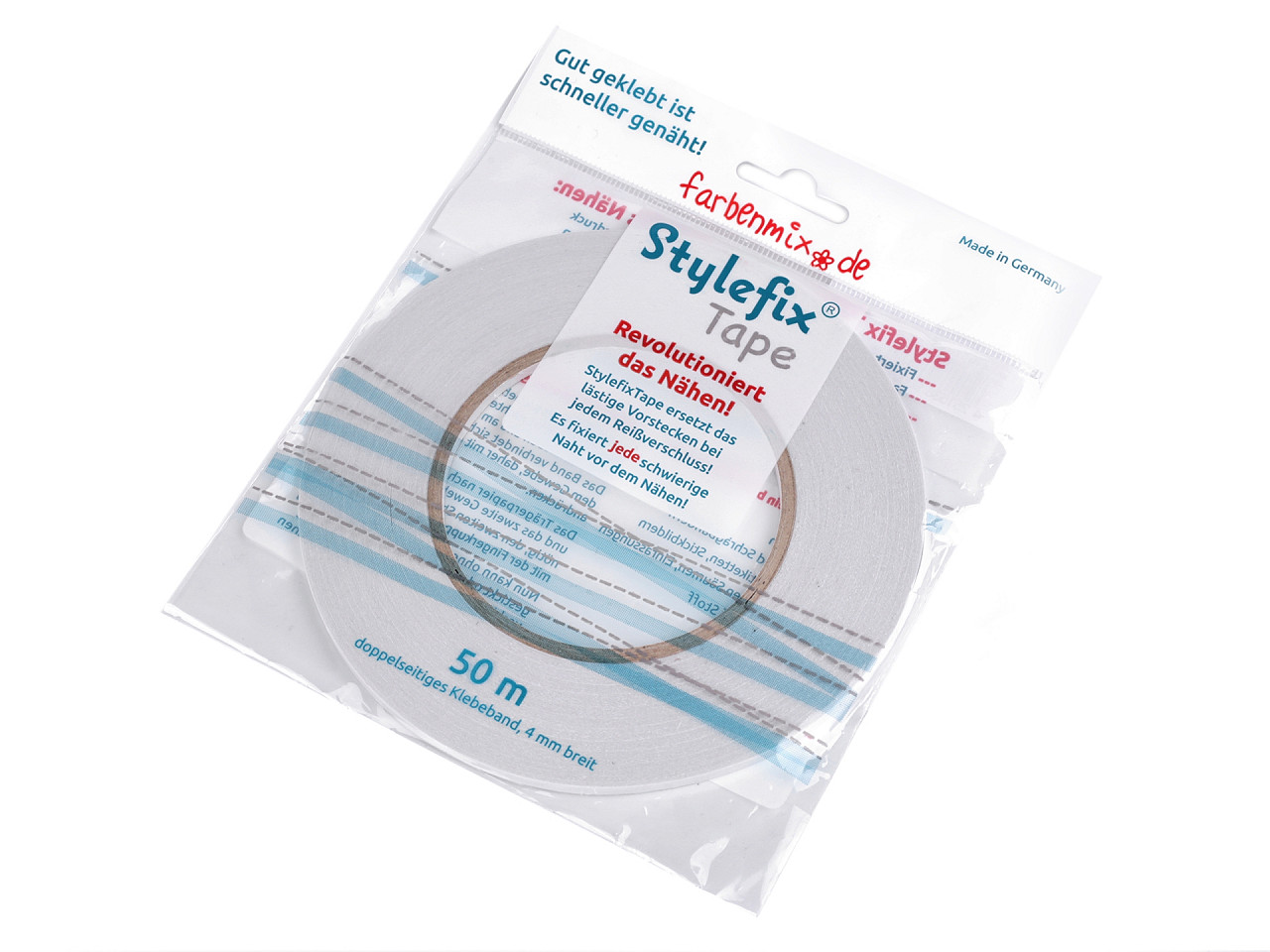 Bandă dublu adezivă pentru textile stylefix, 4 mm - Transparent (1 Bucată)