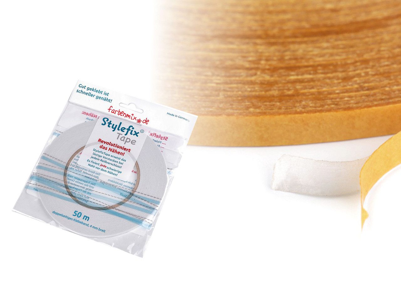 Bandă dublu adezivă pentru textile stylefix, 4 mm - Transparent (1 Bucată)