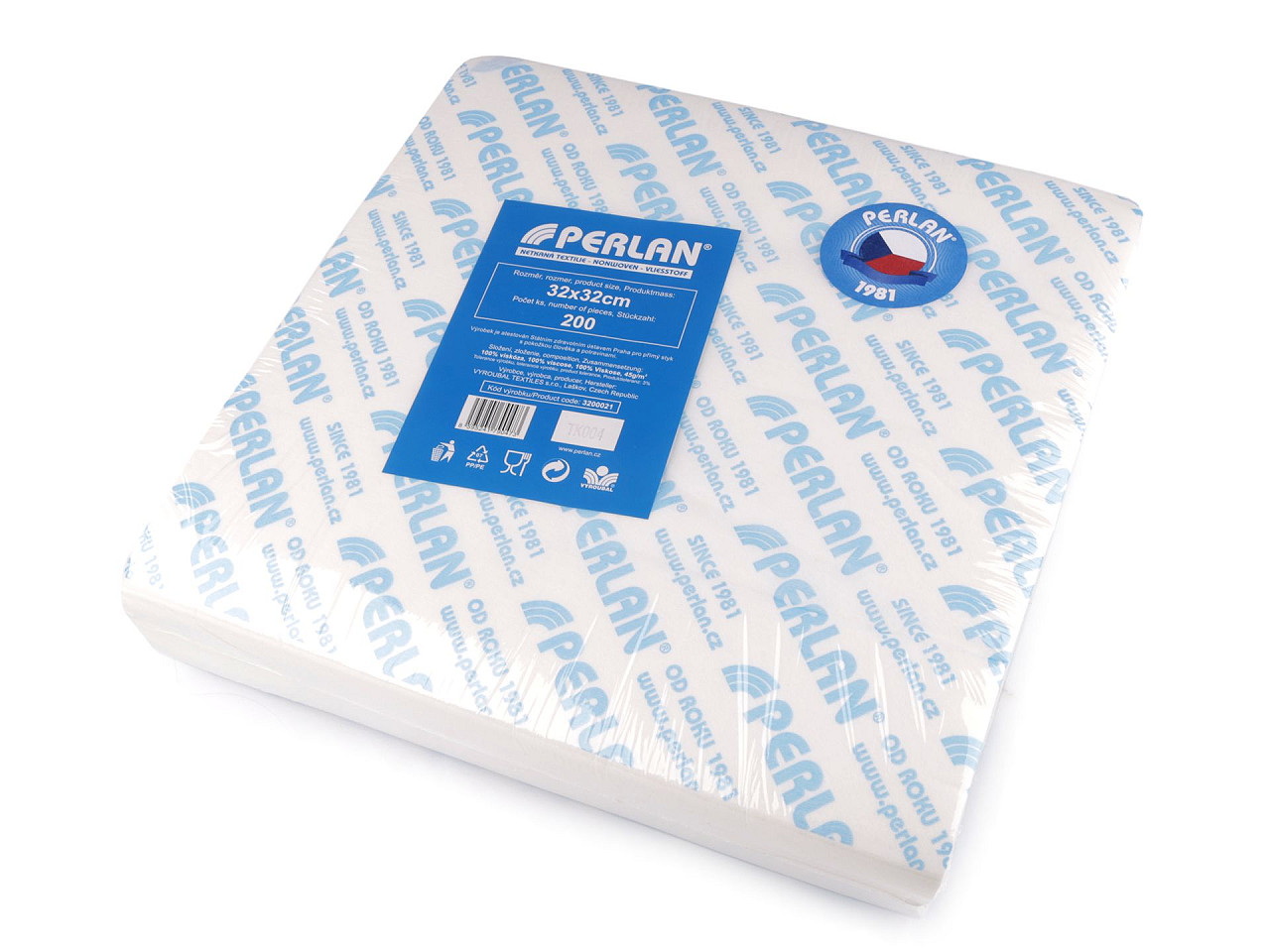 Inserție nețesută perlan 32x32 cm cu certificare 200 buc. - Alb (1 Sac)