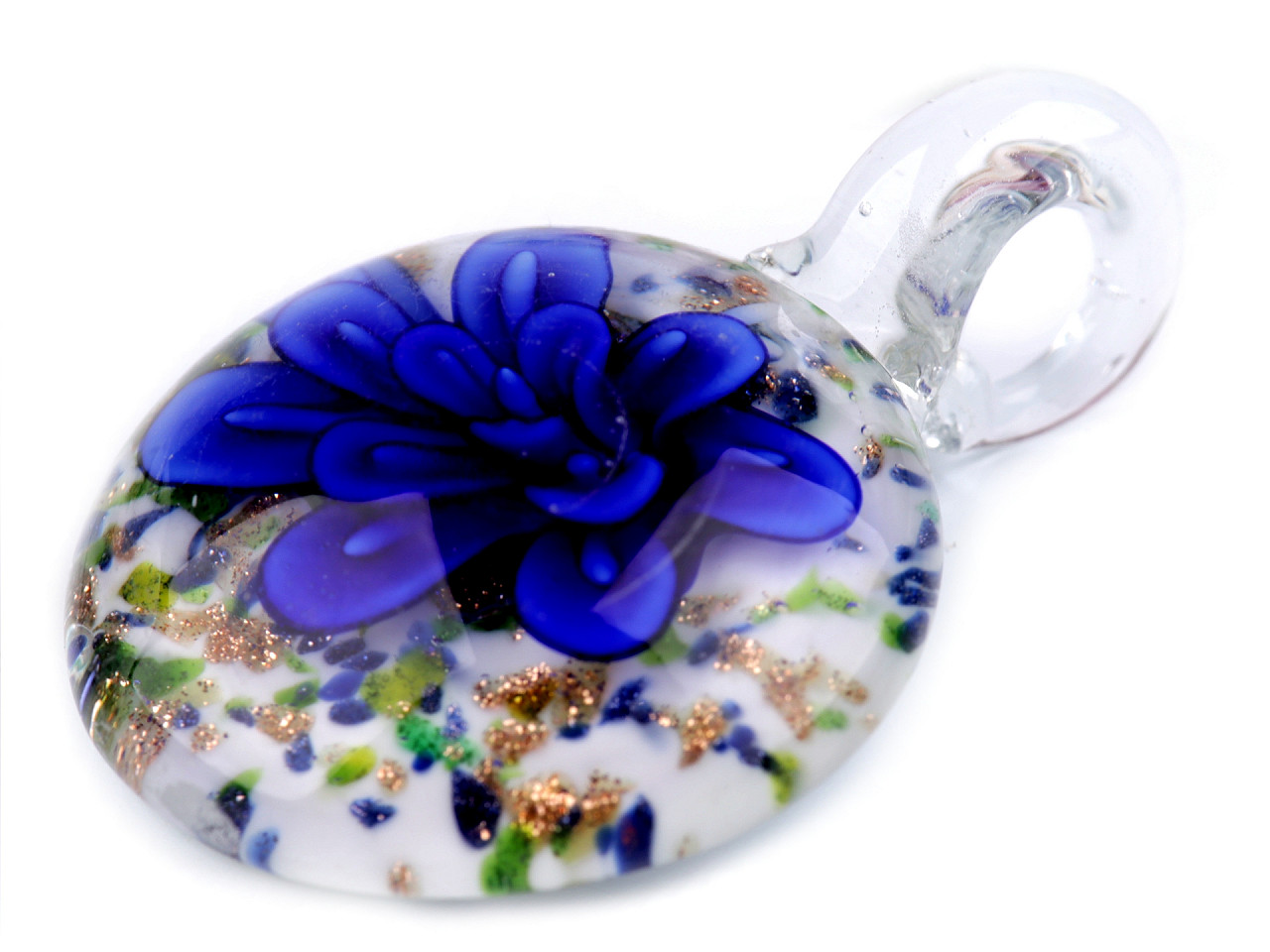Pandantiv floare din sticla ø31 mm - Alb (4 Bucăți) Pandantiv floare din sticla ø31 mm - Alb (4 Bucăți)