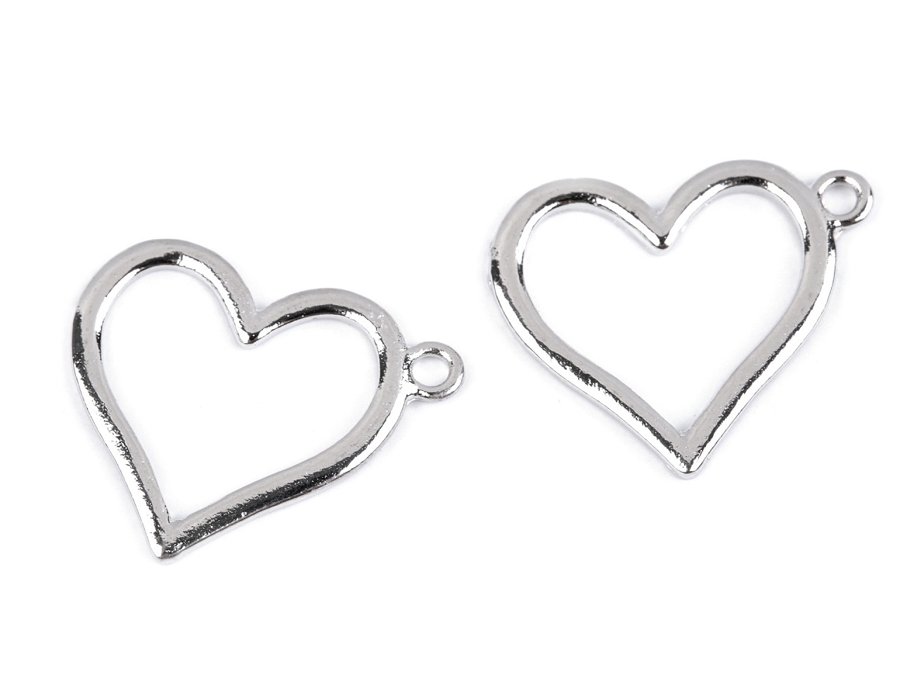 Pandantiv inimă 21x25 mm - Platinum (5 Bucăți)